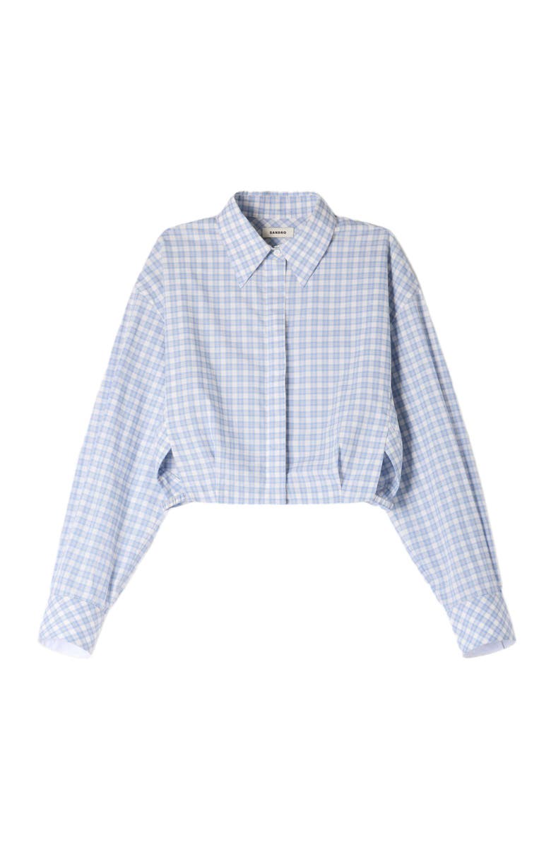 SANDRO Short checked shirt, Alternate, color, Blu / White