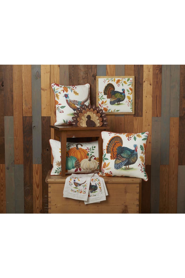 Trio Harvest Pumpkins Cotton Blend Mini Accent Pillow 14" x 22", Alternate, color, Green