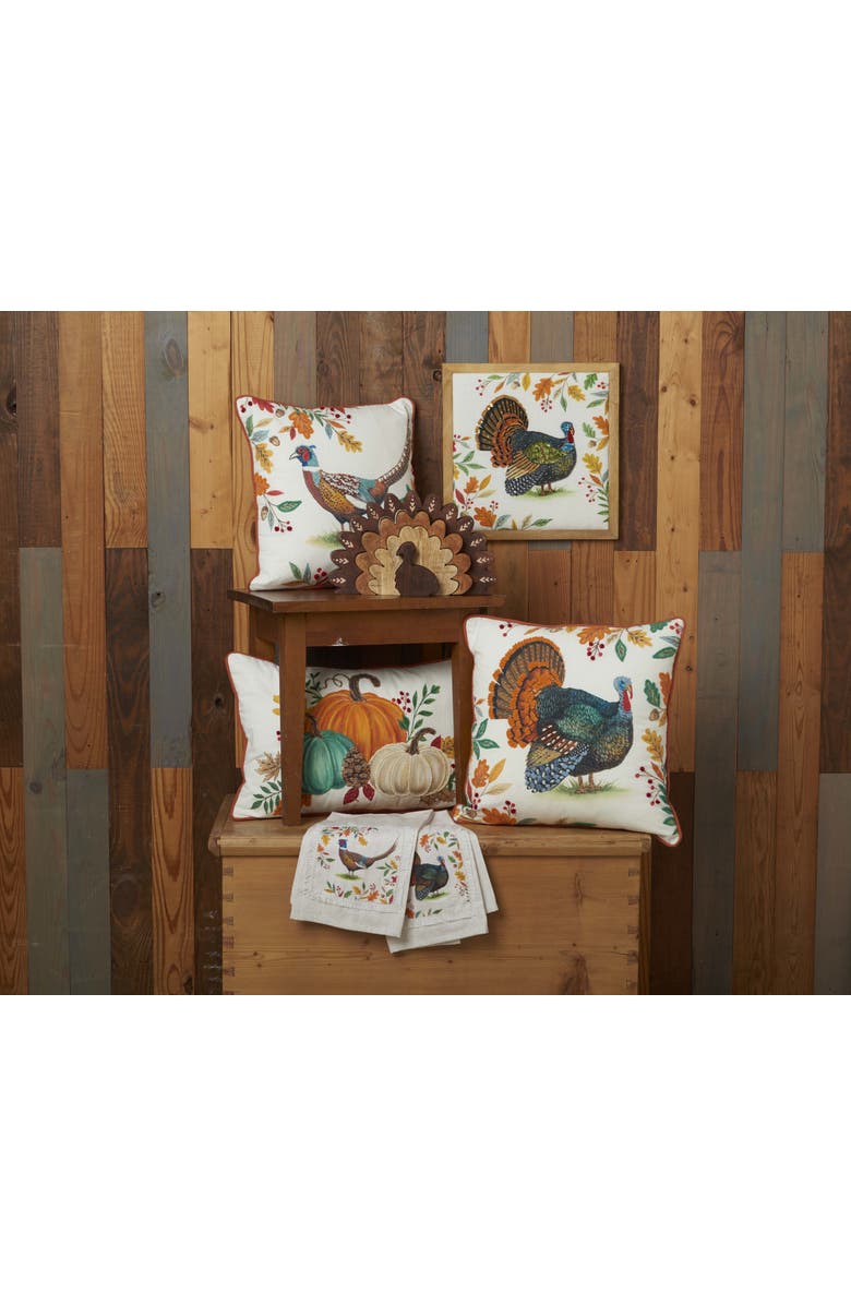 C&F Home Thanksgiving Turkey Cotton Blend Accent Throw Pillow 18" x 18", Alternate, color, Blue