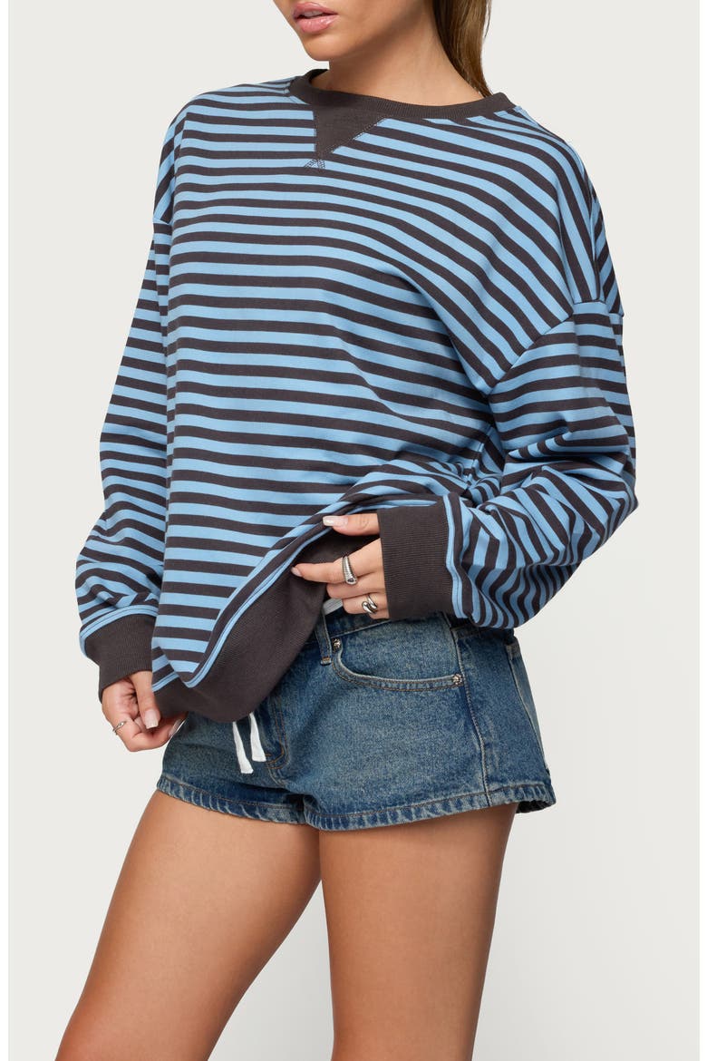 Onda Stripe Oversize Sweatshirt, Alternate, color, BLUE