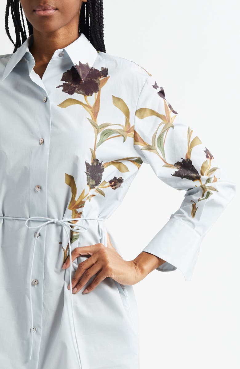 Vince Placed Black Iris Long Sleeve Cotton Shirtdress, Alternate, color, Salt Glass/ Black Iris