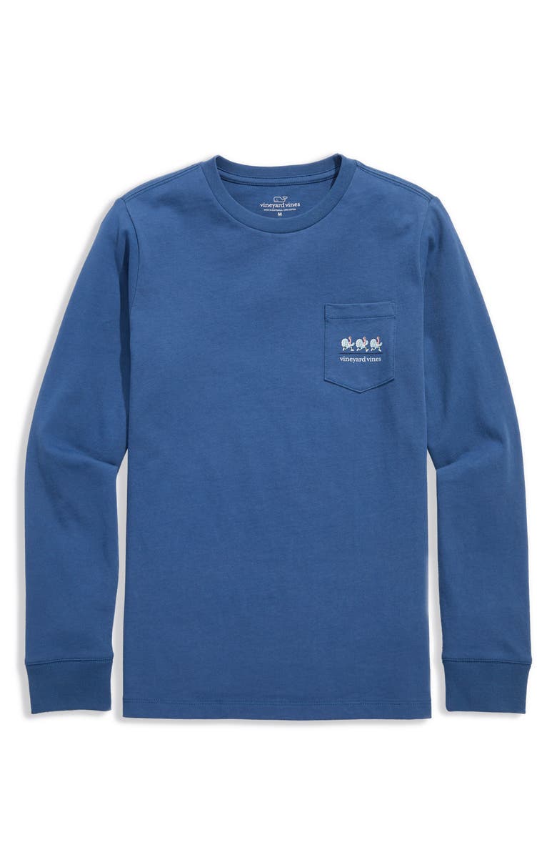 vineyard vines Kids' Turkey Trot Long Sleeve Cotton Graphic T-Shirt, Main, color, Nautical Navy