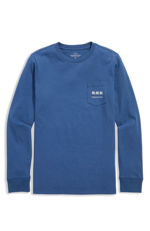 Vineyard Vines Kids' Turkey Trot Long Sleeve Cotton Graphic T-shirt In Blue
