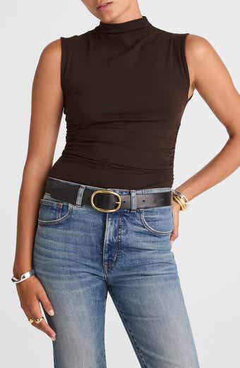 Madewell Ruched Mock Neck Sleeveless Top