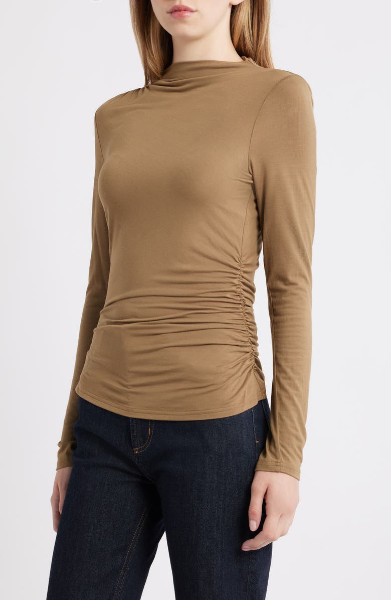 Rails Joelle Ruched Funnel Neck Top, Alternate, color, Ginger