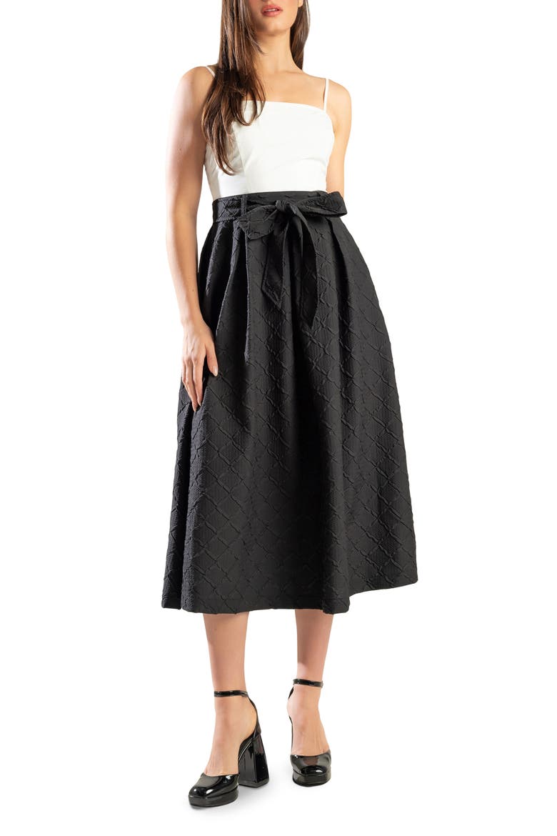 Jacquard Skirt A-Line Dress, Main, color, WHITE BLACK