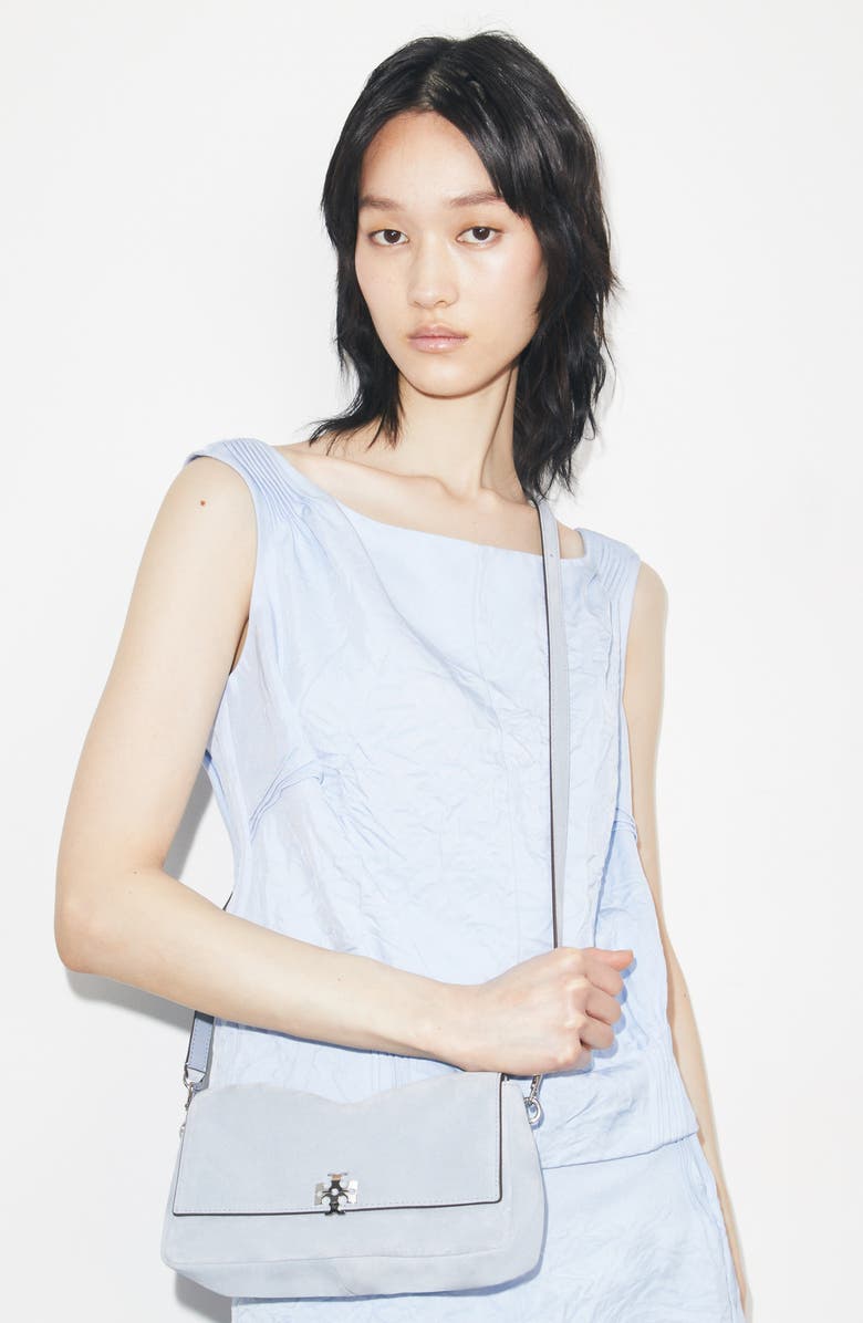 Tory Burch Small Charlie Shoulder Bag, Alternate, color, Light Blue