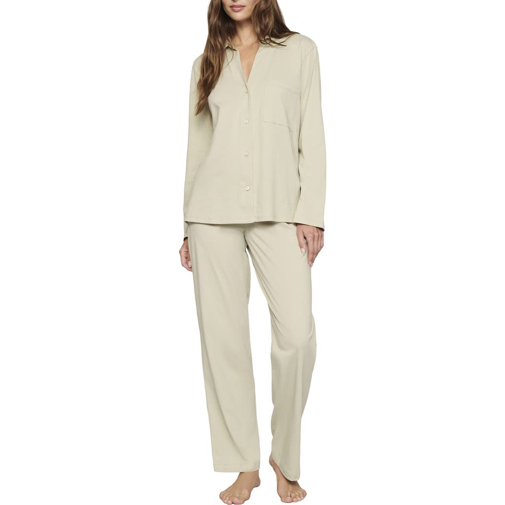Eberjey Organic Pima Cotton Pajamas in Sandstone at Nordstrom, Size Small