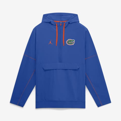 Men's Jordan Brand Royal Florida Gators 2026 Sideline Anorak Half-Zip Hooded Jacket
