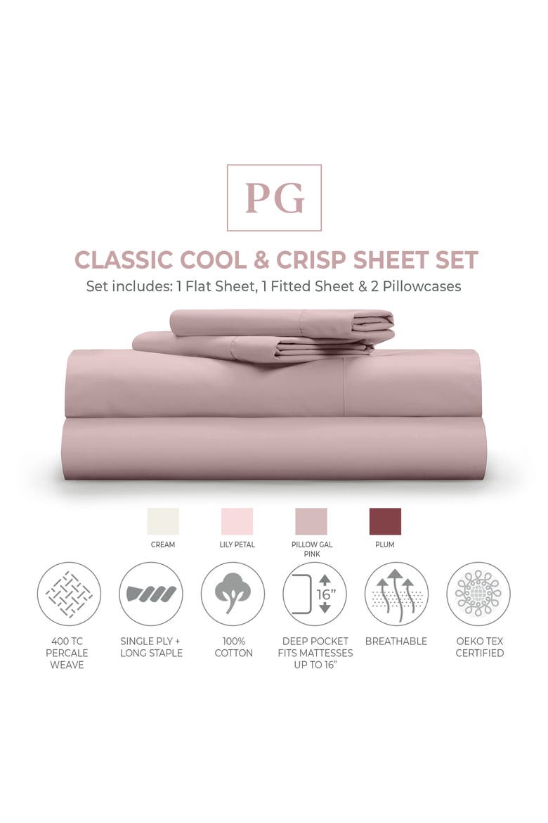 Classic Cool & Crisp Cotton 4-Piece Sheet Set, Alternate, color, LIGHT PINK
