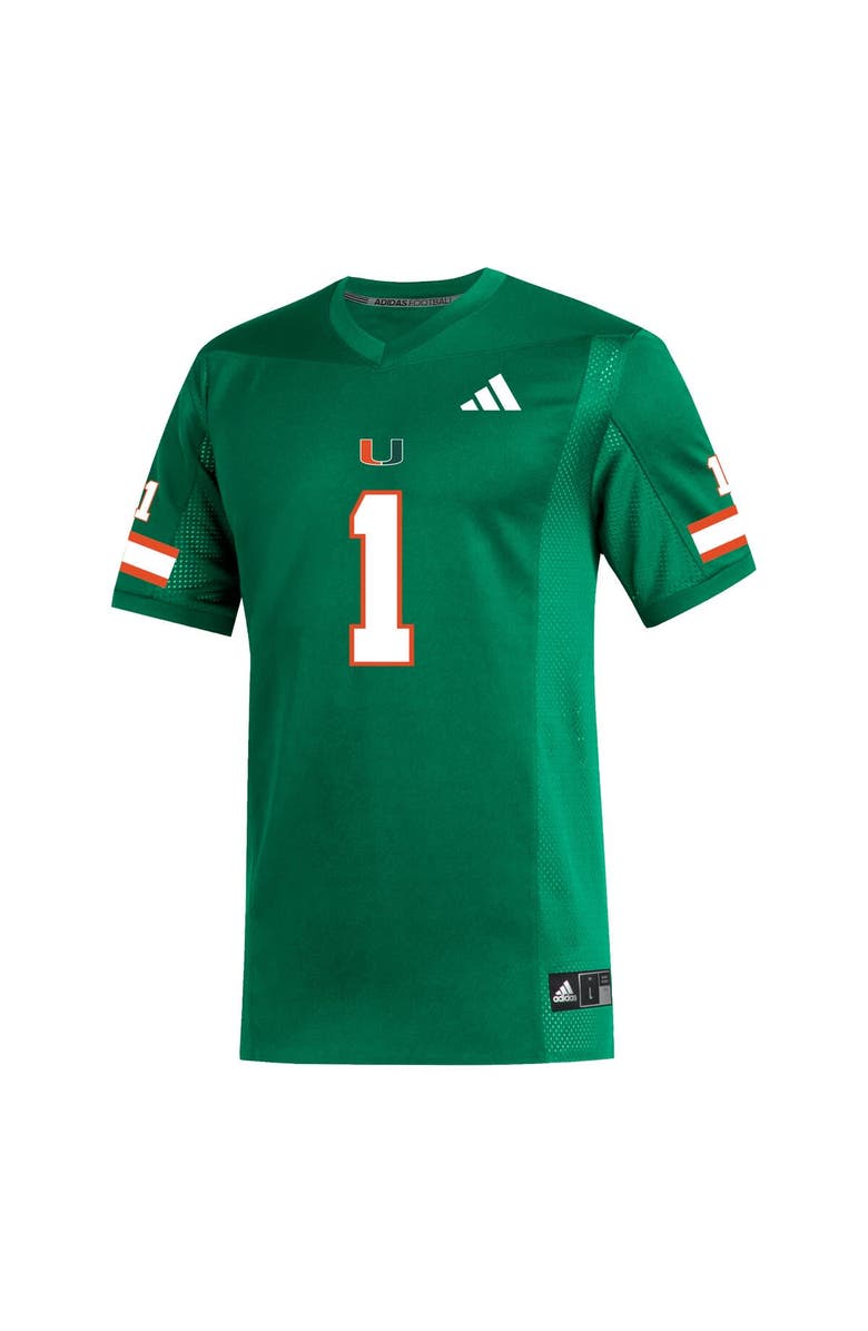 adidas Men's adidas #1 Green Miami Hurricanes Replica Football Jersey, Alternate, color, Green