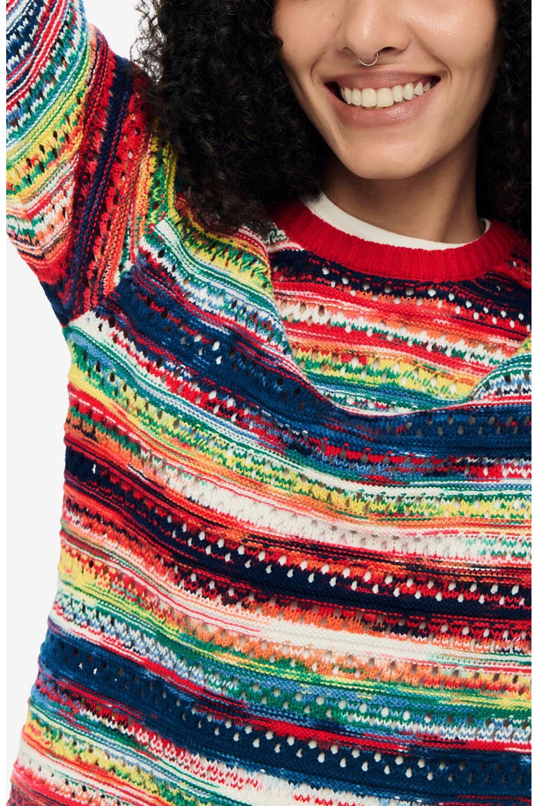 Multicolor Stripe Sweater, Alternate, color, PINK