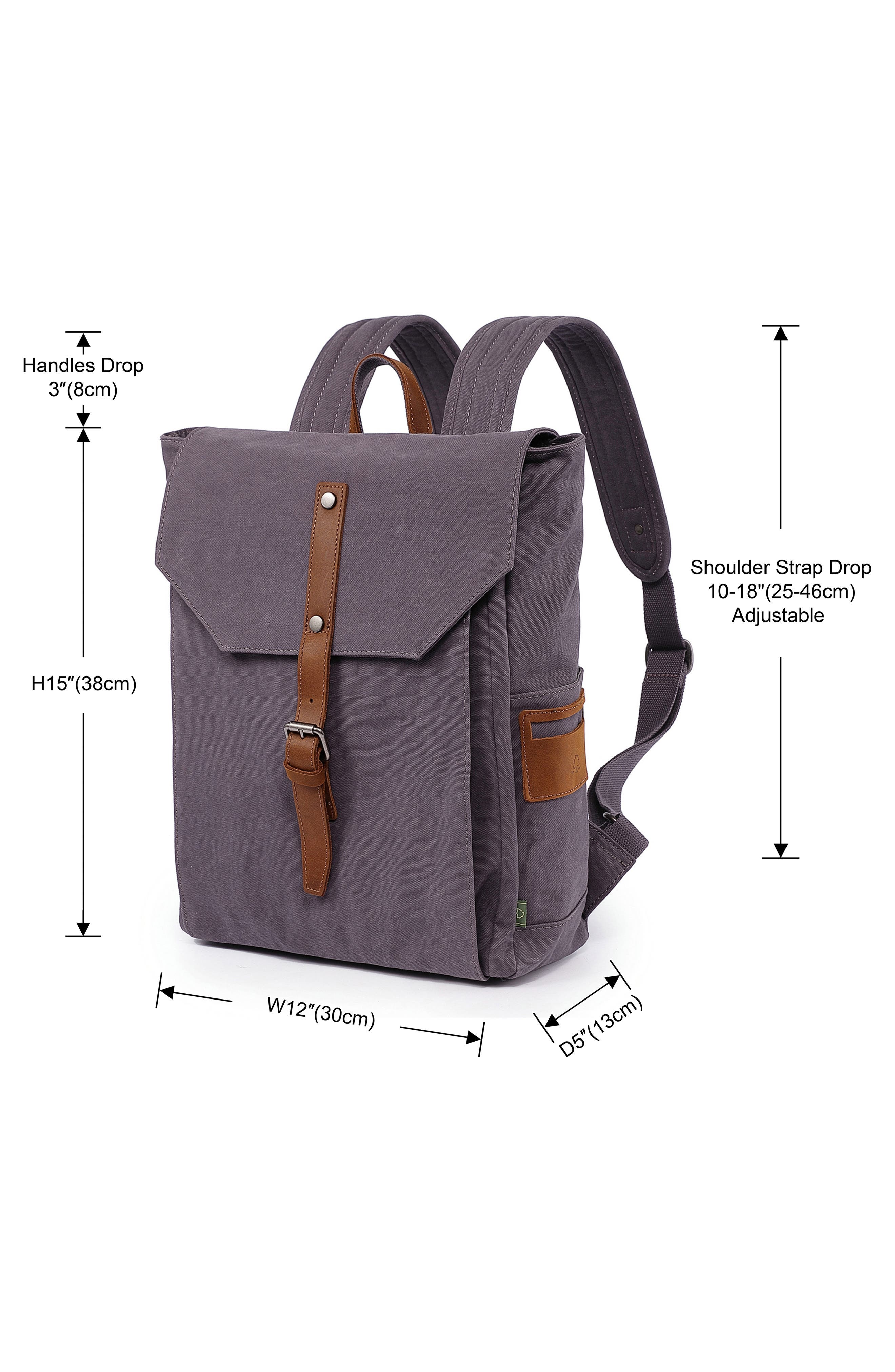 Sunny Trail Canvas & Leather Backpack, Alternate, color, GREY