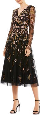 Mac Duggal Floral Embroidered A-Line Cocktail Dress