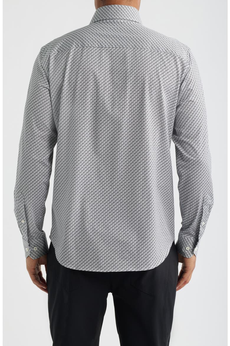 Devon OoohCotton® Geometric Print Long Sleeve Button-Up Shirt, Alternate, color, PLATINUM