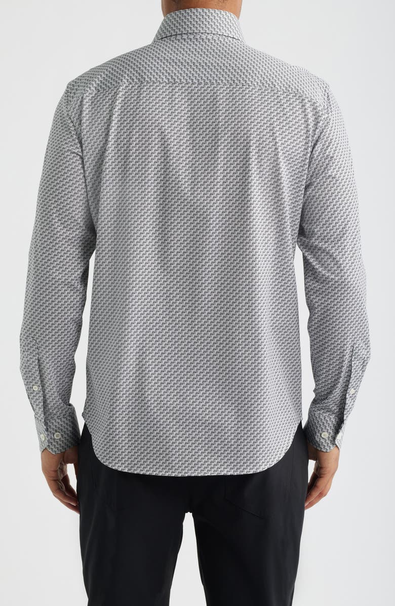 Bugatchi Devon OoohCotton<sup>®</sup> Geometric Print Long Sleeve Button-Up Shirt, Alternate, color, Platinum