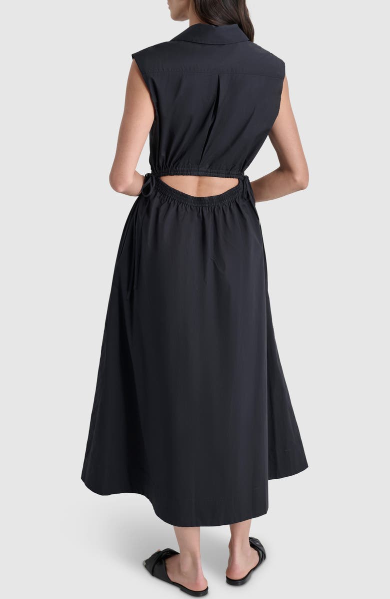DKNY Jeans Cutout Back Cotton Poplin Maxi Dress, Alternate, color, Black