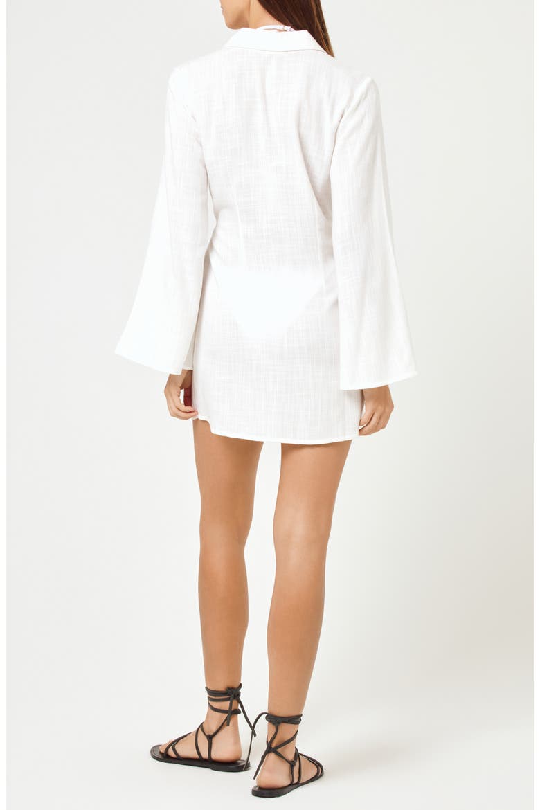 Las Palmas Long Sleeve Cover-Up Wrap Dress, Alternate, color, CREAM