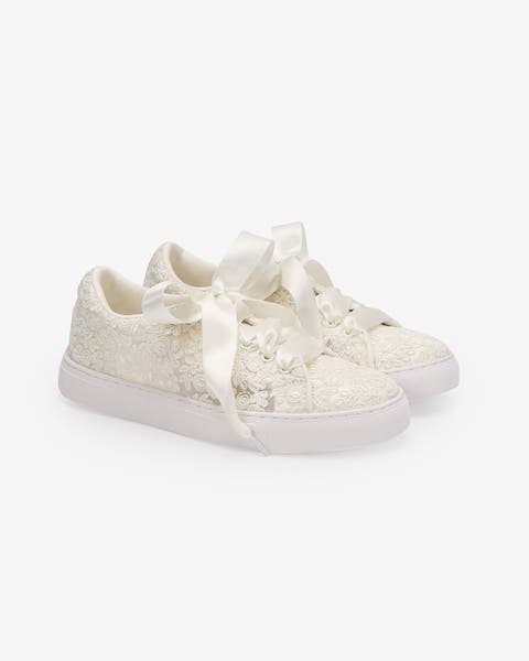 Gia Crochet Lace Wedding Platform Sneakers