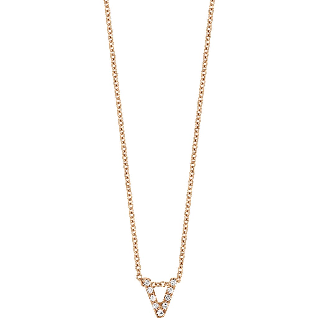 Bony Levy Diamond Pavé Initial Pendant Necklace In 18k Rose Gold - V