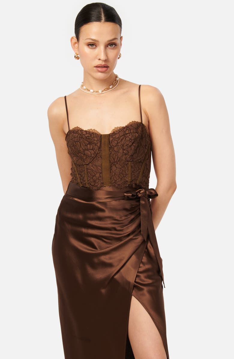 CAMI NYC Tricia Lace & Satin Slipdress, Alternate, color, Chicory