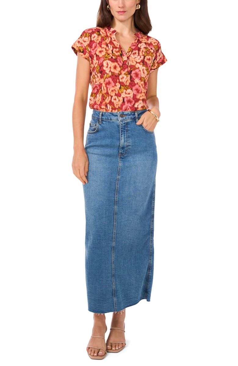 Vince Camuto Print Split Neck Top, Alternate, color, 