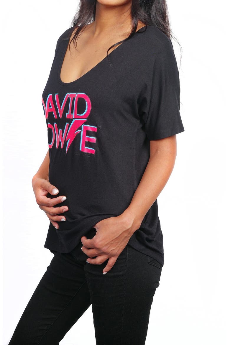 David Bowie Maternity Graphic Tee & Rebel Rebel Bodysuit Set, Alternate, color, BLACK