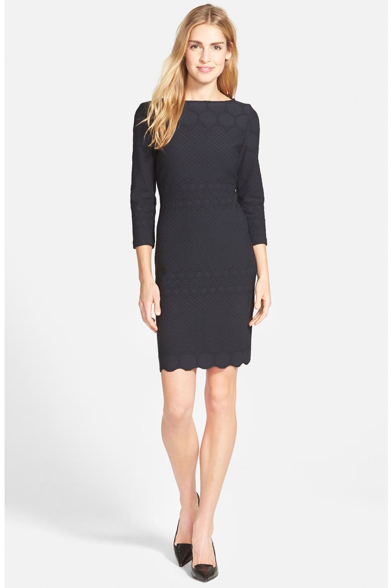 Eyelet Sheath Dress, Alternate, color, BLACK