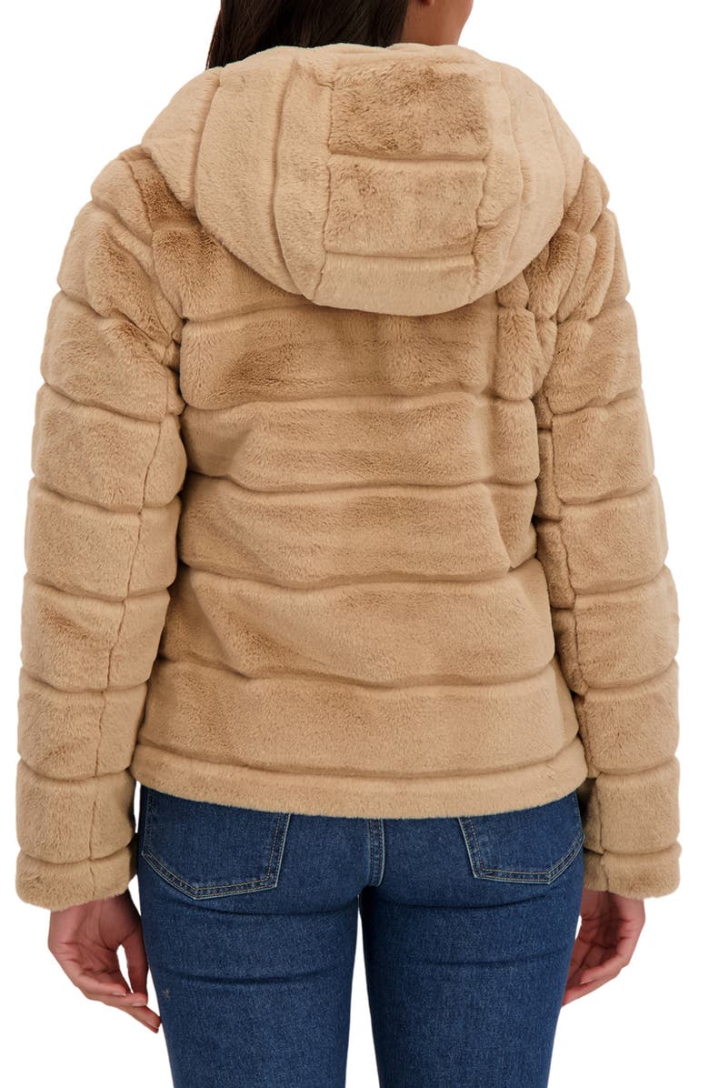 Sebby Hooded Faux Fur Jacket, Alternate, color, Camel