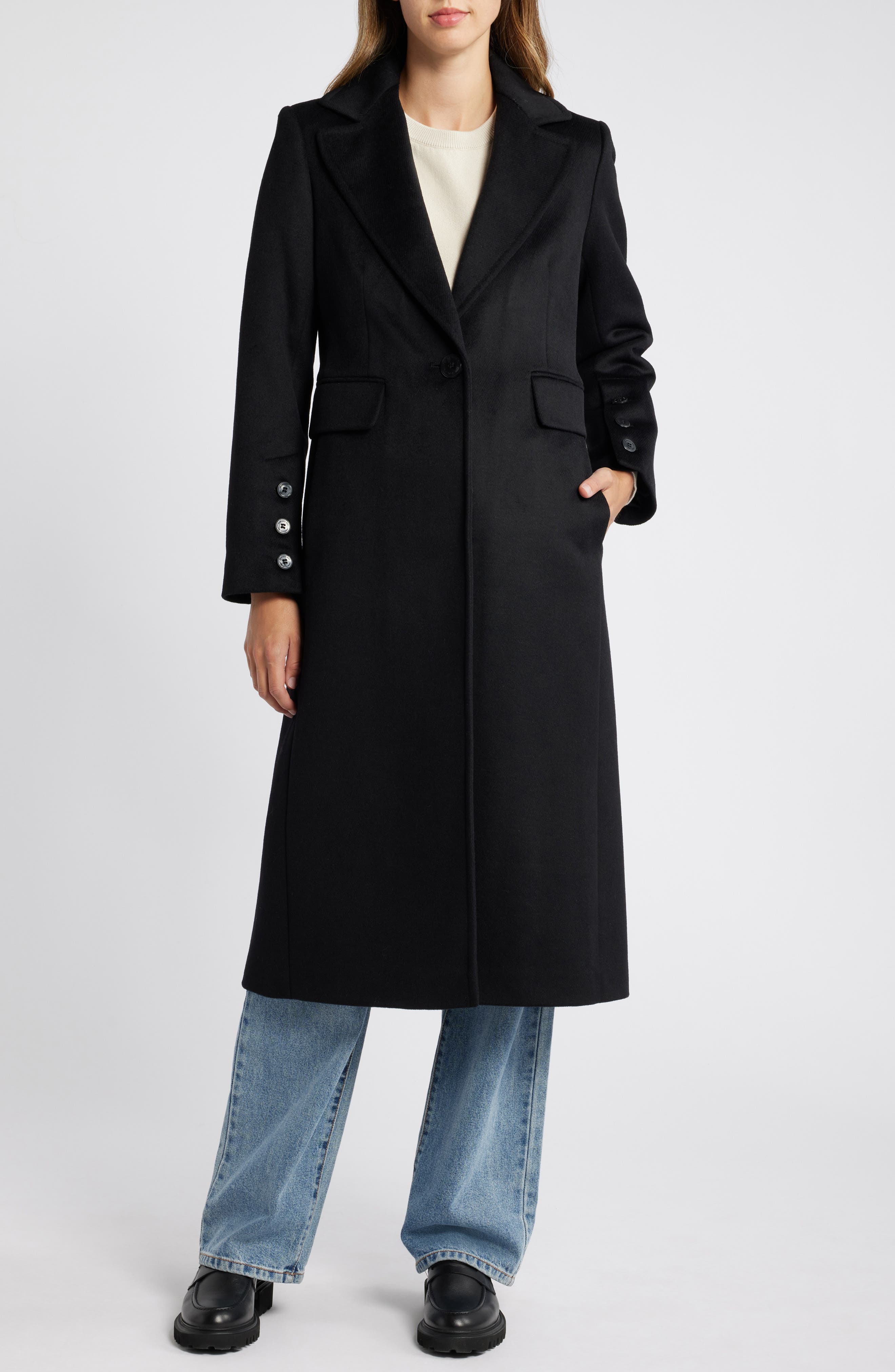 Single Breasted Wool Blend Reefer Coat (Women) | Nordstromrack