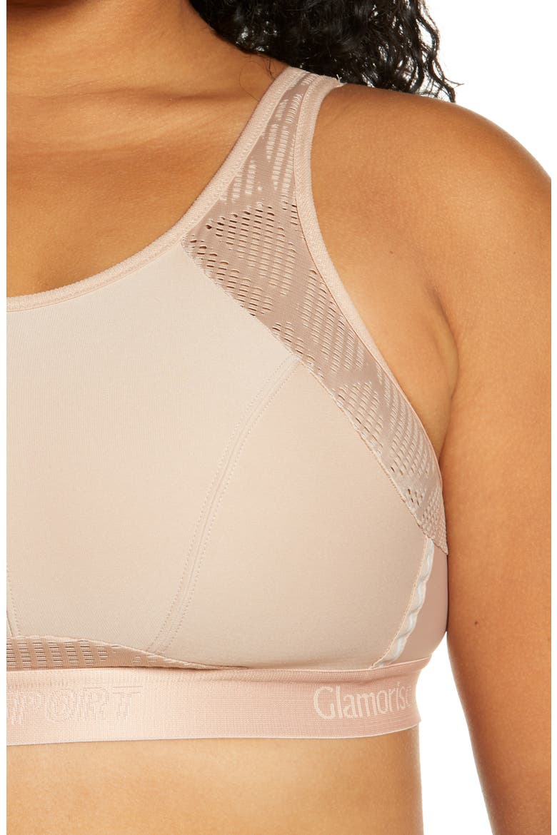 No-Sweat Full Figure Mesh Sports Bra, Alternate, color, BROWN
