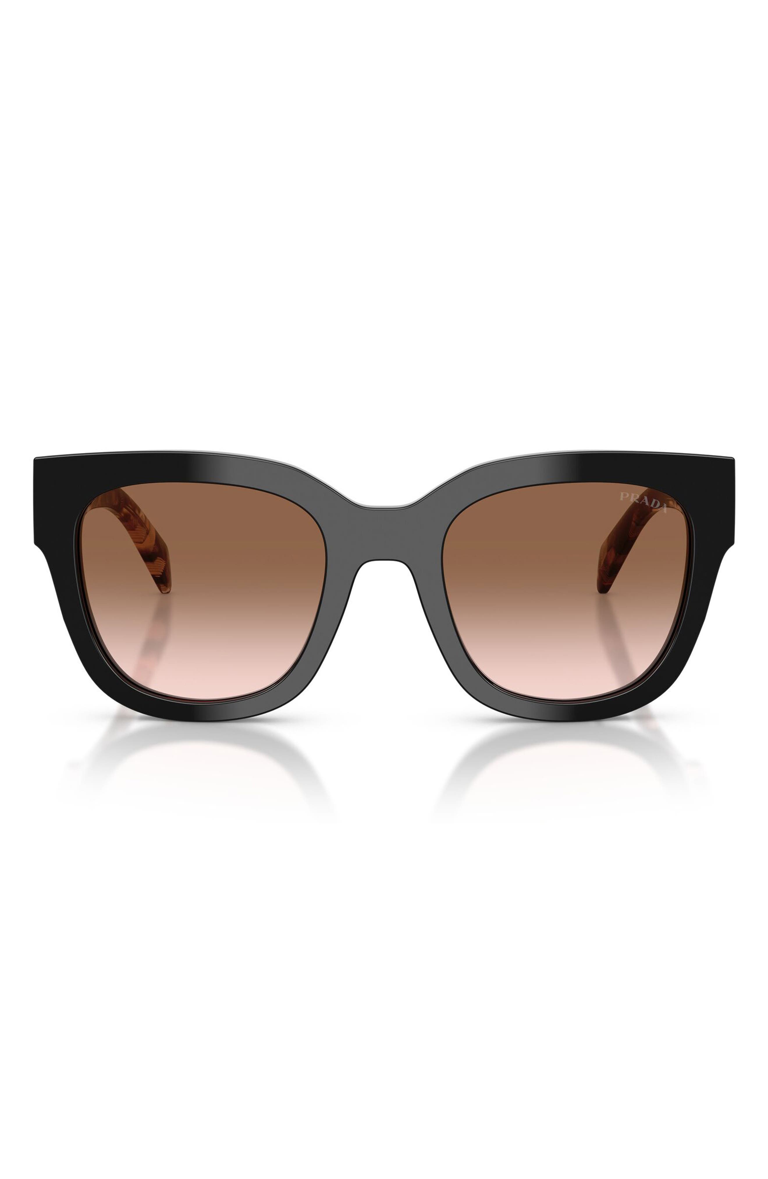 Prada 53mm Square Sunglasses in Black /Brown Gradient at Nordstrom