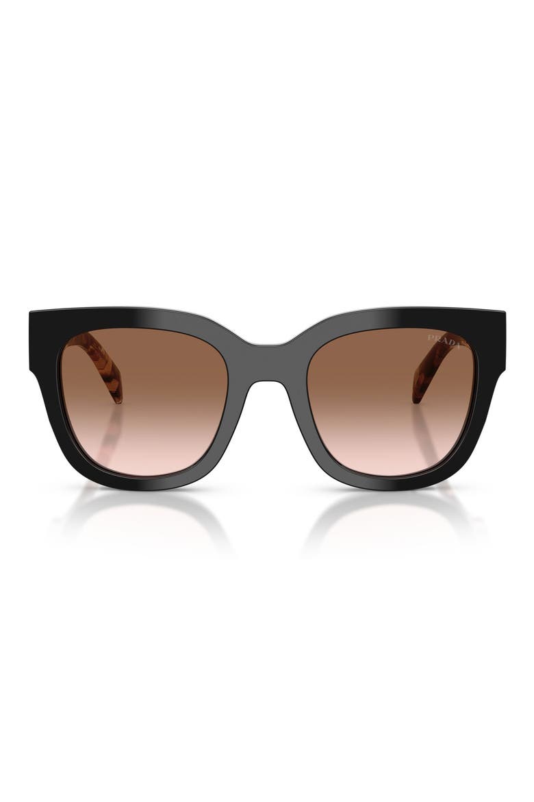 53mm Square Sunglasses, Main, color, BLACK / BROWN GRADIENT