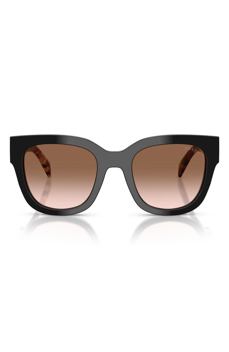 Prada 53mm Square Sunglasses, Main, color, Black / Brown Gradient