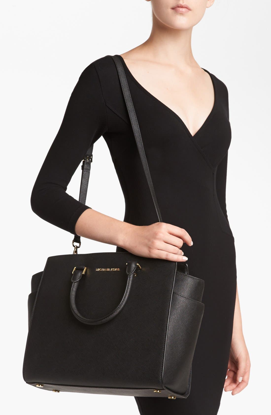 MICHAEL Michael Kors 'Selma' Saffiano Leather Tote, Alternate, color, 