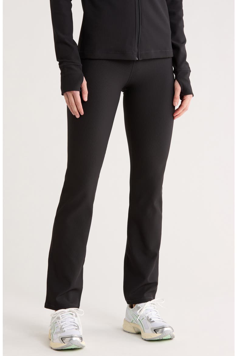 Perform Rib High Waist Bootcut Leggings, Main, color, BLACK