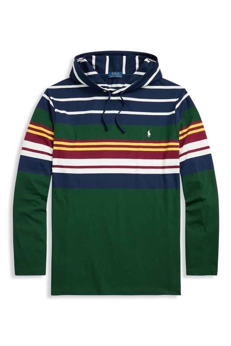 Striped Long-Sleeve Hooded T-Shirt, Alternate, color, VINTAGE PINE HTHR