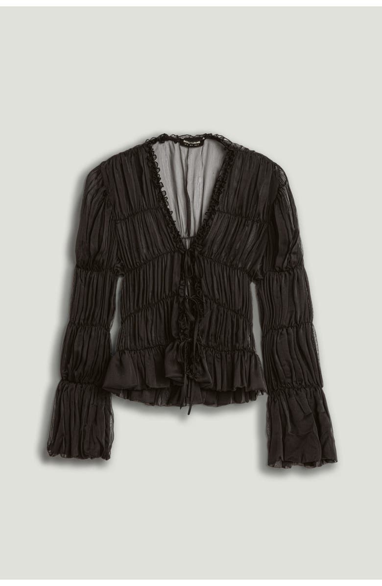 Nocturne Ruched Sheer Blouse, Alternate, color, Brown