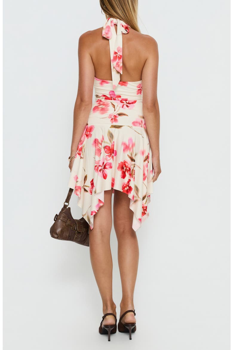 Loreza Asymmetric Halter Dress, Alternate, color, CREAM FLORAL
