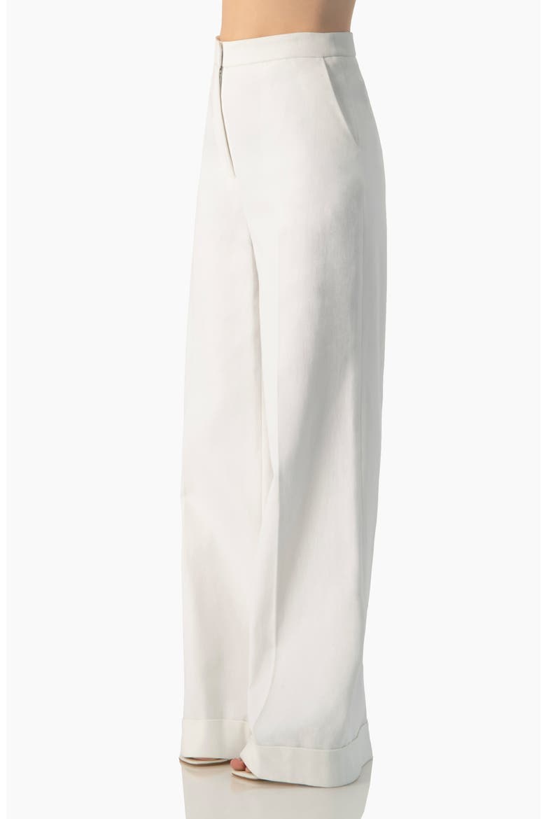 Elegant High-Rise Wide-Leg Cuffed Tailored Trousers, Alternate, color, White