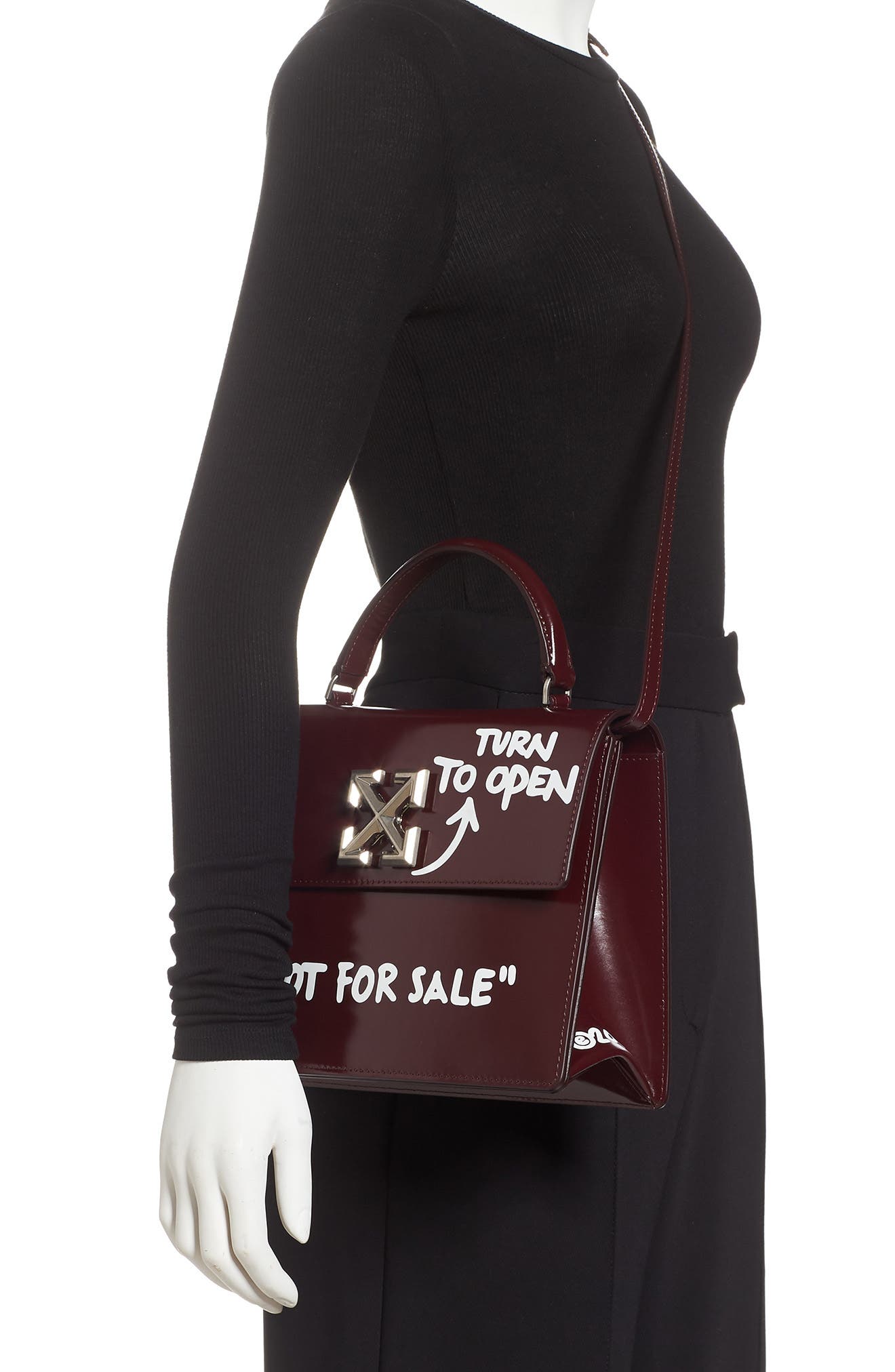 Off-White Jitney 2.8 Turn to Open Leather Bag, Alternate, color, 