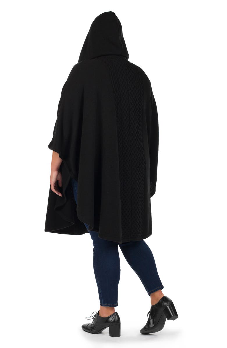 Patricia Nash Cable Knit Hooded Cape, Alternate, color, Black