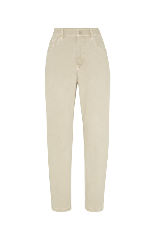 Brunello Cucinelli Garment-dyed Baggy Tapered Jeans In Natural