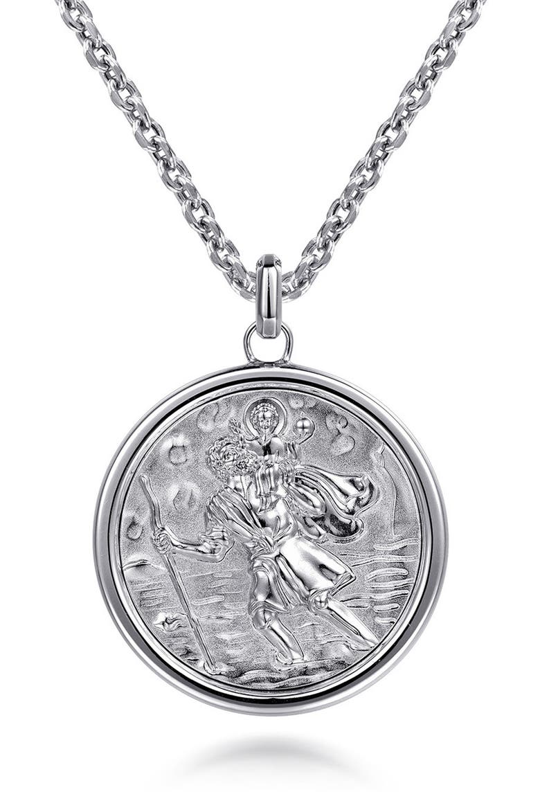 Men's Modern Relics Saint Christopher Medallion Necklace, Main, color, STERLING SILVER