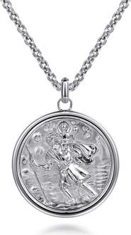 Gabriel & Co. Men's Modern Relics Saint Christopher Medallion Necklace