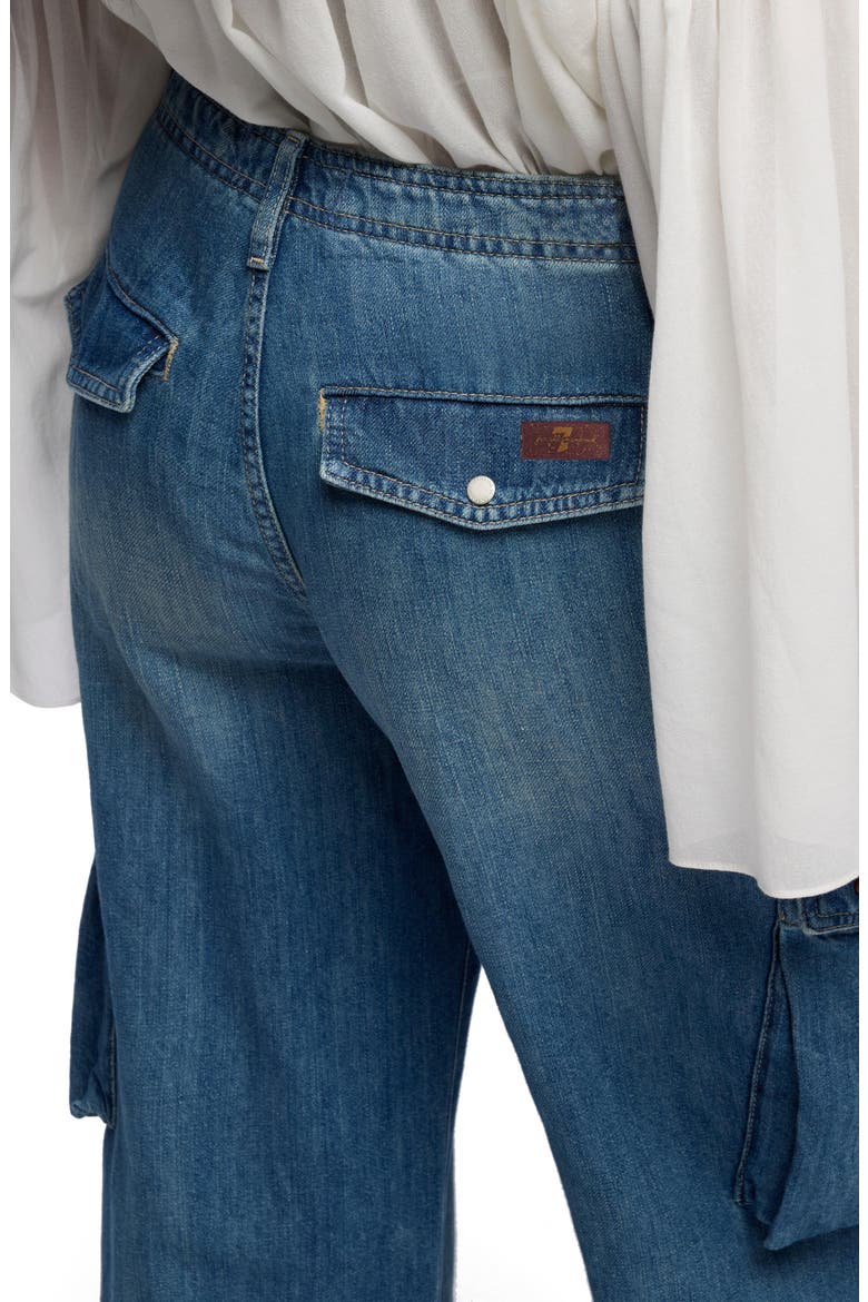 Lotta High Waist Wide Leg Cotton & Linen Cargo Jeans, Alternate, color, OCEAN MIST