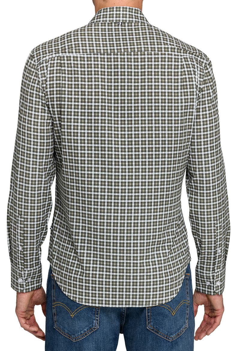 Grid Print Woven Long Sleeve Basic, Alternate, color, OLIVE