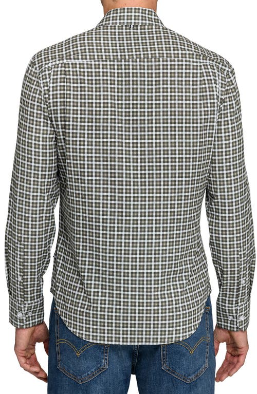 Brooklyn Brigade Grid Print Woven Long Sleeve Basic In Green
