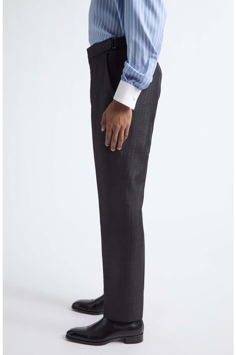 Glamorous Flat Front Wool Blend Herringbone Trousers, Alternate, color, NAA BLACK