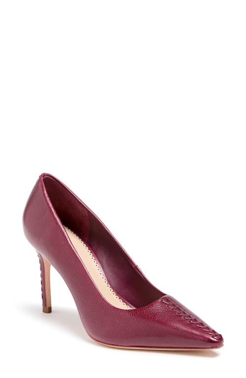 Cinq À Sept Giselle Whipstitch Pointed Toe Pump In Burgundy